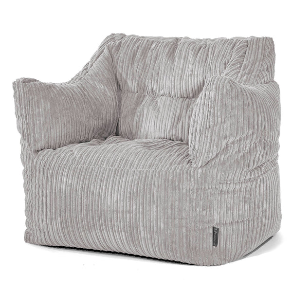 Pouf Poltrona Sacco Victor - Velluto a Coste Grigio Argento 01