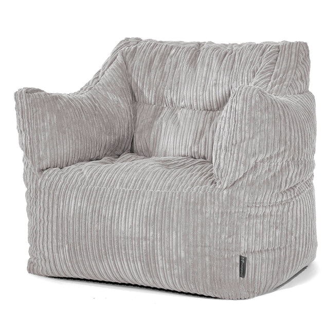Pouf Poltrona Sacco Victor - Velluto a Coste Grigio Argento 01