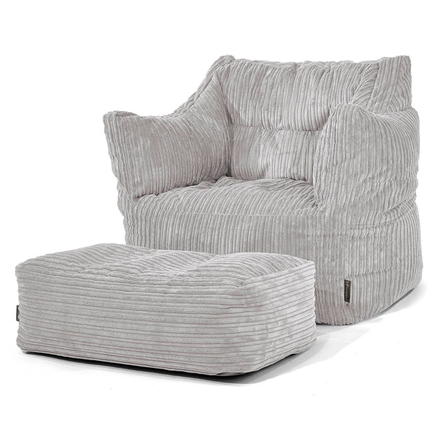 Pouf Poltrona Sacco Victor - Velluto a Coste Grigio Argento 02
