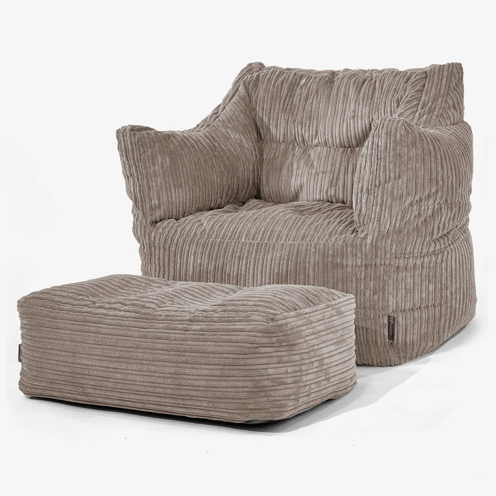 Pouf Poltrona Sacco Victor - Velluto a Coste Grigio Tortora 02