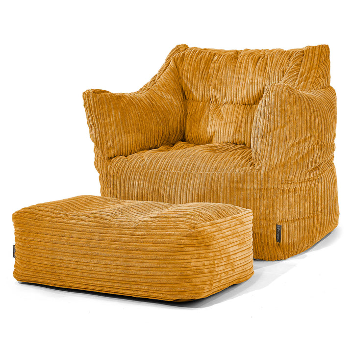 Pouf Poltrona Sacco Victor - Velluto a Coste Miele Dorato 02