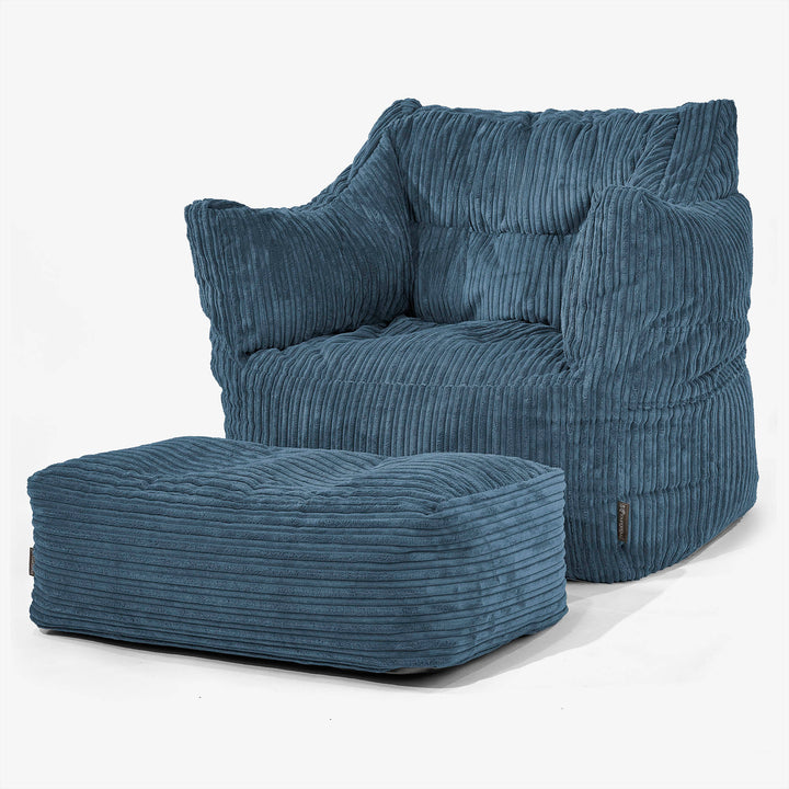 Pouf Poltrona Sacco Victor - Velluto a Coste Navy 02