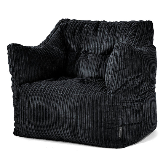 Pouf Poltrona Sacco Victor - Velluto a Coste Nero 01