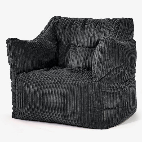 Pouf Poltrona Sacco Victor - Velluto a Coste Nero 01