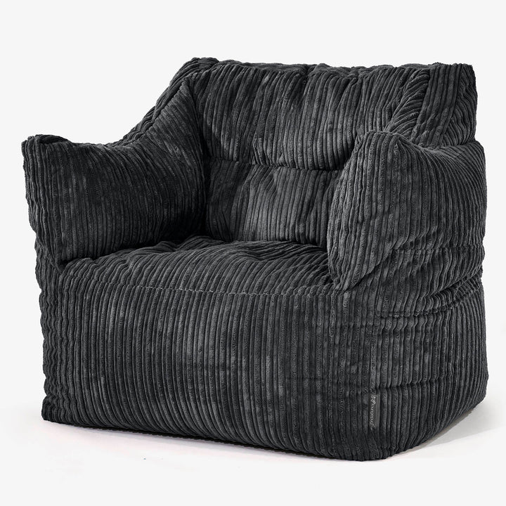 Pouf Poltrona Sacco Victor - Velluto a Coste Nero 01