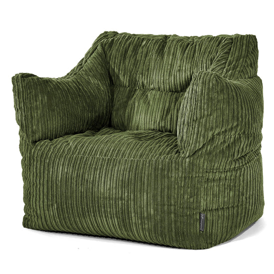 Pouf Poltrona Sacco Victor - Velluto a Coste Verde Foresta 01