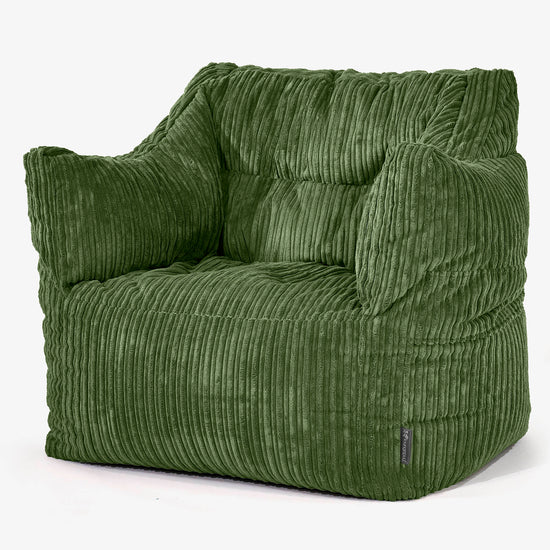 Pouf Poltrona Sacco Victor - Velluto a Coste Verde Foresta 01