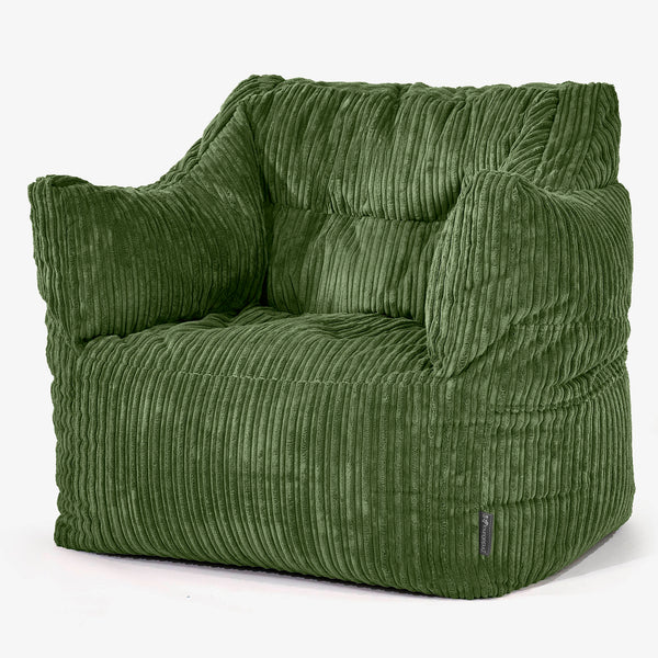 Pouf Poltrona Sacco Victor - Velluto a Coste Verde Foresta 01