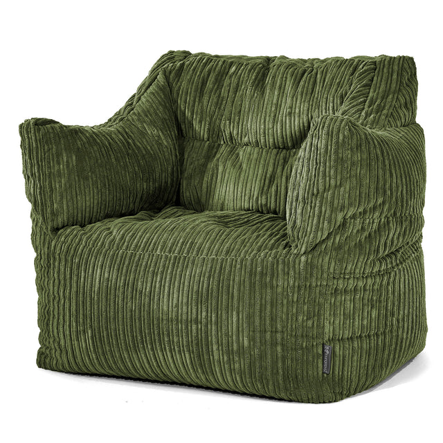 Pouf Poltrona Sacco Victor - Velluto a Coste Verde Foresta 01