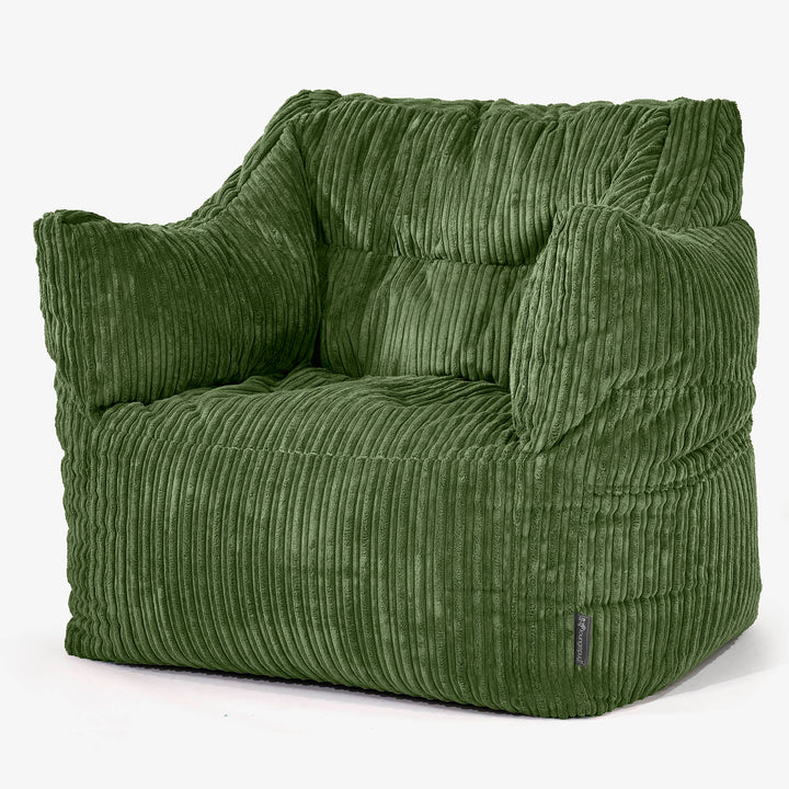 Pouf Poltrona Sacco Victor - Velluto a Coste Verde Foresta 01