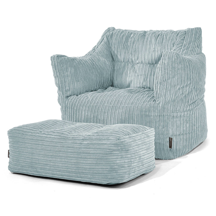 Pouf Poltrona Sacco Victor - Velluto a Coste Verde Menta 02