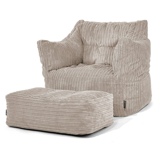 Pouf Poltrona Sacco Victor - Velluto a Coste Visone 02