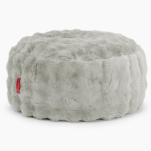 Pouf Rotondo - Pelliccia Sintetica a Bolle Verde Salvia