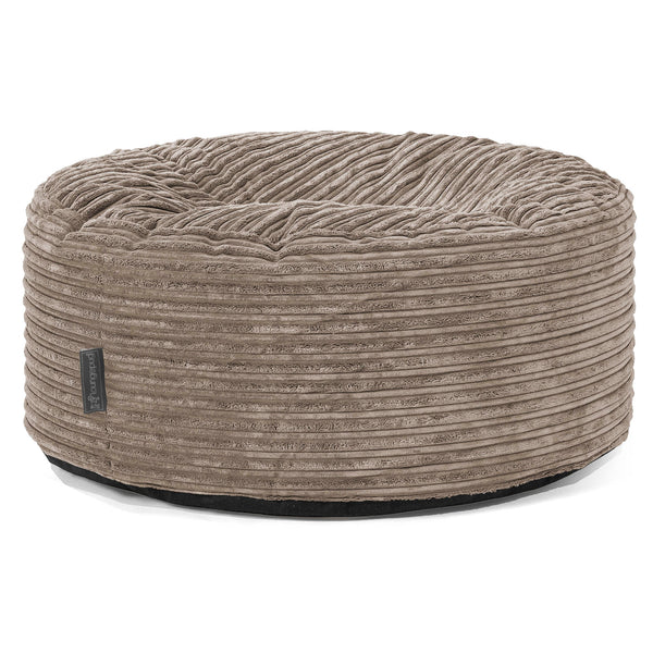 Pouf Rotondo - Velluto a Coste Grigio Tortora 01