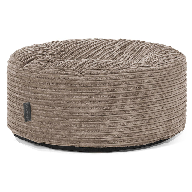 Pouf Rotondo - Velluto a Coste Grigio Tortora 01