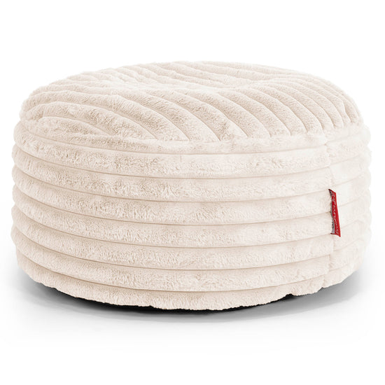 Pouf Rotondo - Velluto Felpato Ultra Morbido Panna1