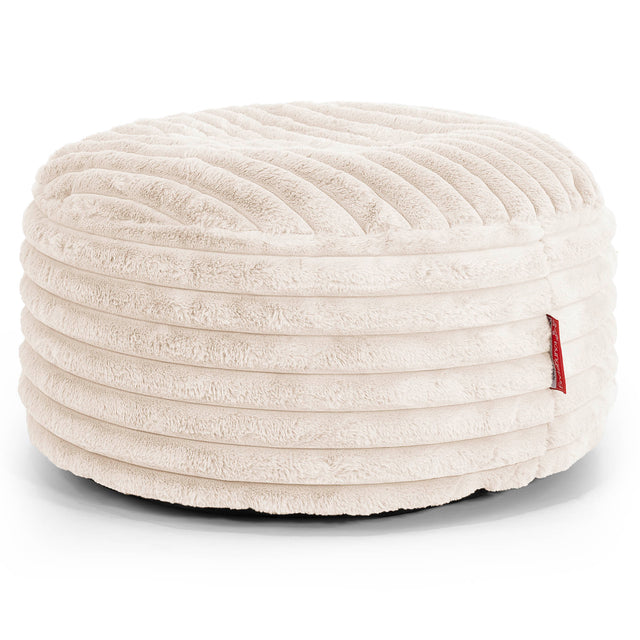 Pouf Rotondo - Velluto Felpato Ultra Morbido Panna1