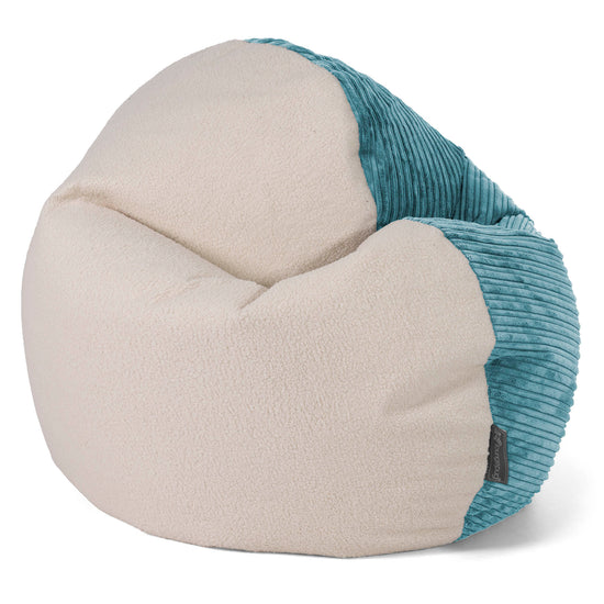 Sedia Pouf Sacco per Adulti Flexforma - Bouclé & Velluto a Coste Egeo Blu 01