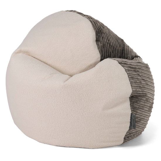 Sedia Pouf Sacco per Adulti Flexforma - Bouclé & Velluto a Coste Grafite 01
