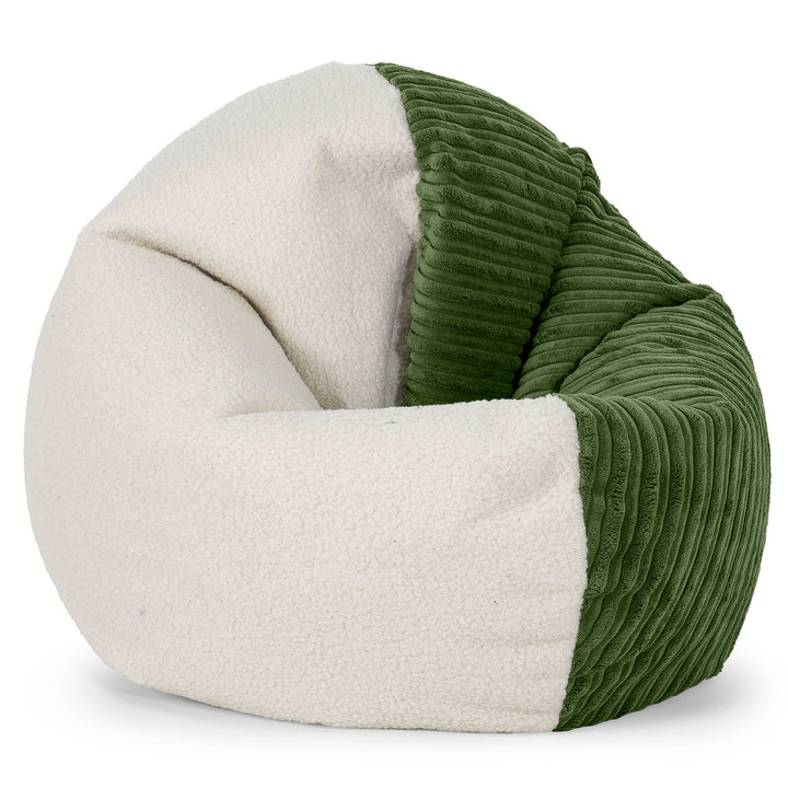 Sedia Pouf Sacco per Adulti Flexforma - Bouclé & Velluto a Coste Verde Foresta 01