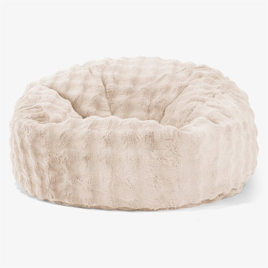 Pouf Sacco Gigante 'Mammut' - Pelliccia Sintetica a Bolle Panna 01