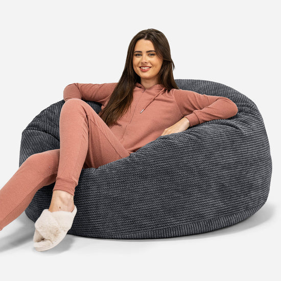 Pouf Sacco Gigante 'Mammut' - Pompon Nero 01