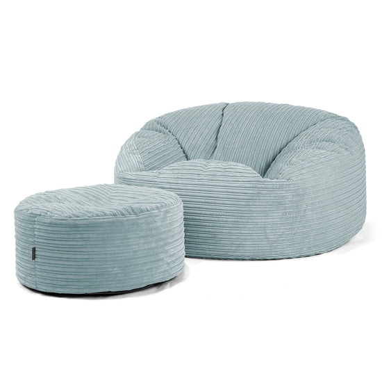 Pouf Sacco Gigante 'Mammut' - Velluto a Coste Verde Menta 02