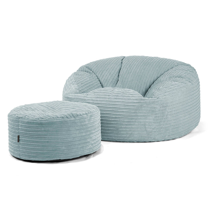 Pouf Sacco Gigante 'Mammut' - Velluto a Coste Verde Menta 02