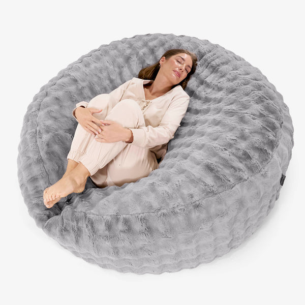 Pouf Sacco Gigante XXXL 'Mega Mammut' - Pelliccia Sintetica a Bolle Grigio