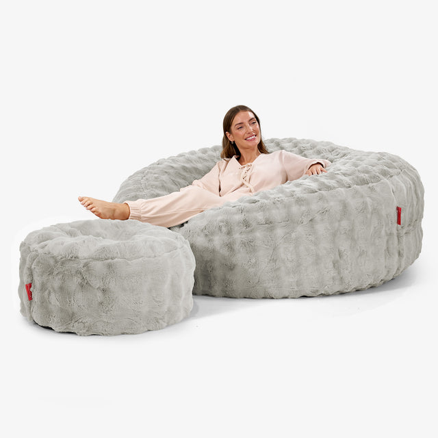 Pouf Sacco Gigante XXXL 'Mega Mammut' - Pelliccia Sintetica a Bolle Verde Salvia