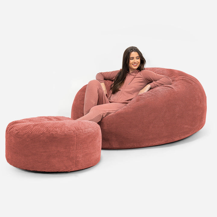 Pouf Sacco Gigante XXXL 'Mega Mammut' - Pompon Arancione Zucca 02