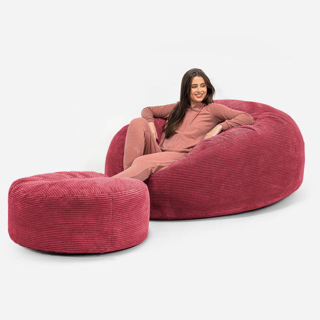 Pouf Sacco Gigante XXXL 'Mega Mammut' - Pompon Rosso pastello 02