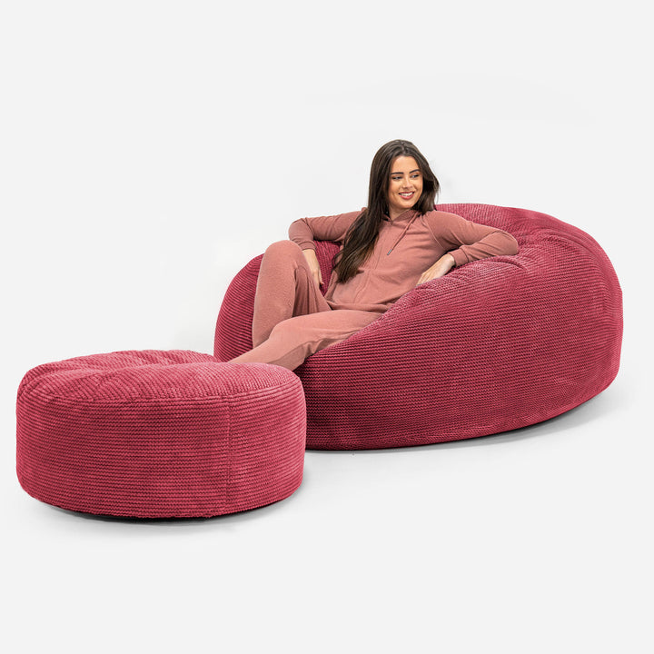 Pouf Sacco Gigante XXXL 'Mega Mammut' - Pompon Rosso pastello 02