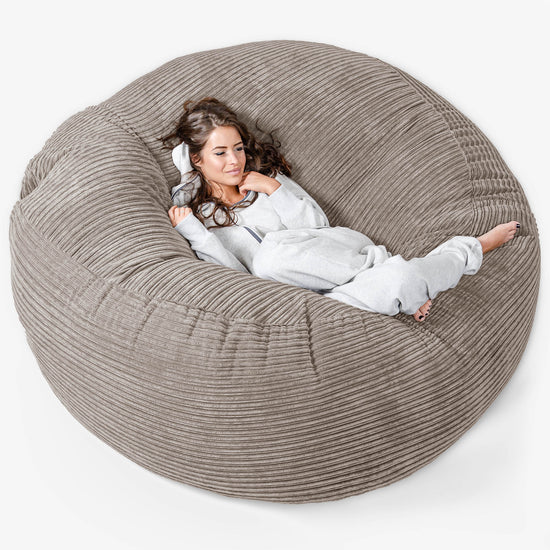 Pouf Sacco Gigante XXXL 'Mega Mammut' - Velluto a Coste Grigio Tortora 01