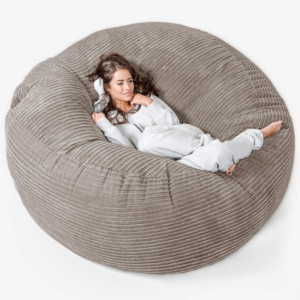 Pouf Sacco Gigante XXXL 'Mega Mammut' - Velluto a Coste Grigio Tortora 01