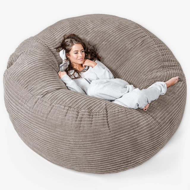 Pouf Sacco Gigante XXXL 'Mega Mammut' - Velluto a Coste Grigio Tortora 01