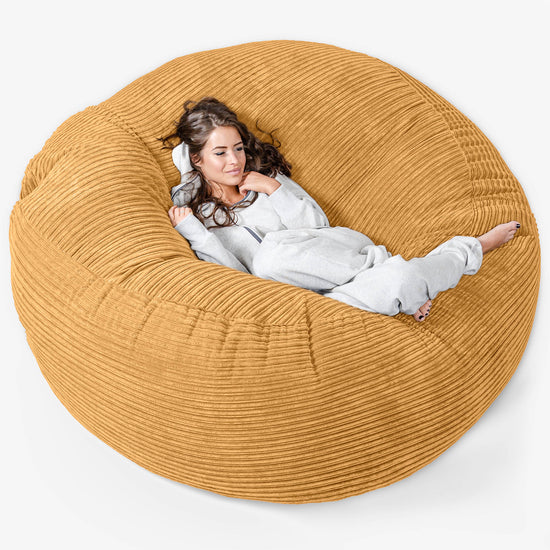 Pouf Sacco Gigante XXXL 'Mega Mammut' - Velluto a Coste Miele Dorato 01