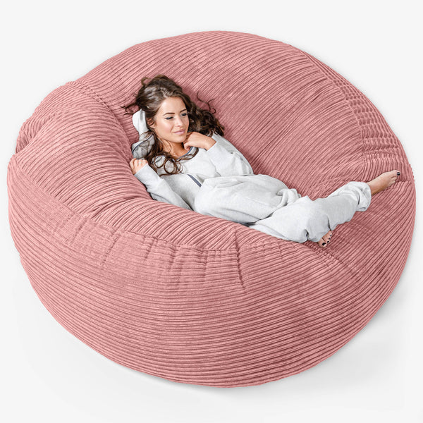 Pouf Sacco Gigante XXXL 'Mega Mammut' - Velluto a Coste Pesca 01