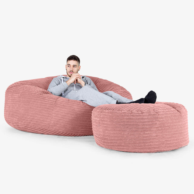 Pouf Sacco Gigante XXXL 'Mega Mammut' - Velluto a Coste Pesca 02