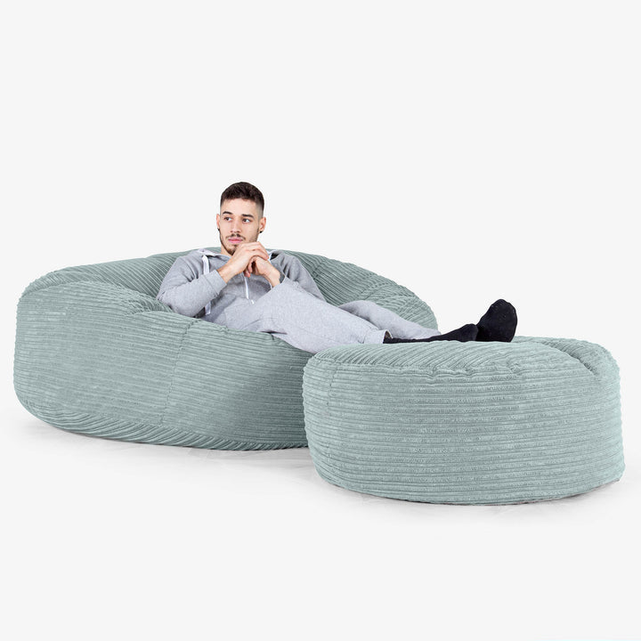 Pouf Sacco Gigante XXXL 'Mega Mammut' - Velluto a Coste Verde Menta 02
