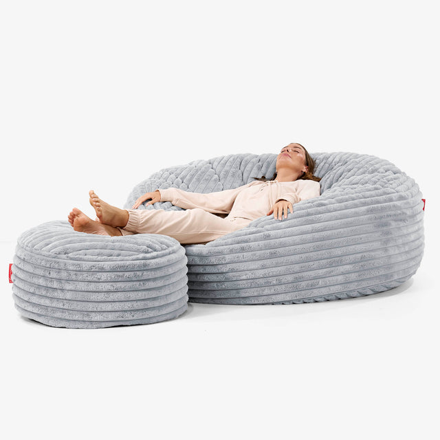 Pouf Sacco Gigante XXXL 'Mega Mammut' - Velluto Felpato Ultra Morbido Azzurro Uovo di Anatra