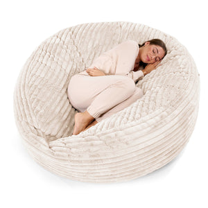 Pouf Sacco Gigante XXXL 'Mega Mammut' - Velluto Felpato Ultra Morbido Panna
