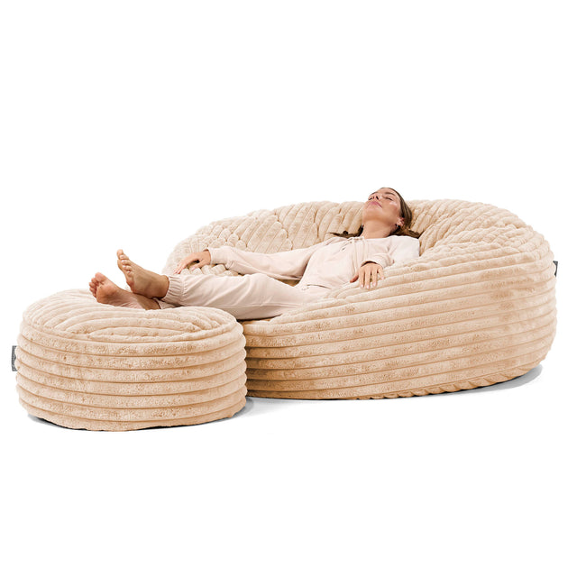 Pouf Sacco Gigante XXXL 'Mega Mammut' - Velluto Felpato Ultra Morbido Pesca