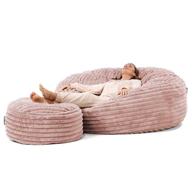 Pouf Sacco Gigante XXXL 'Mega Mammut' - Velluto Felpato Ultra Morbido Rosa Antico