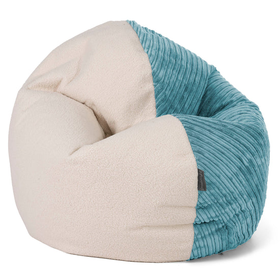 Sedia Pouf Sacco Flexforma Junior per Bambini e Adolescenti 2 a 14 anni - Bouclé & Velluto a Coste Egeo Blu 01