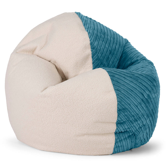 Sedia Pouf Sacco Flexforma Junior per Bambini e Adolescenti 2 a 14 anni - Bouclé & Velluto a Coste Egeo Blu 01