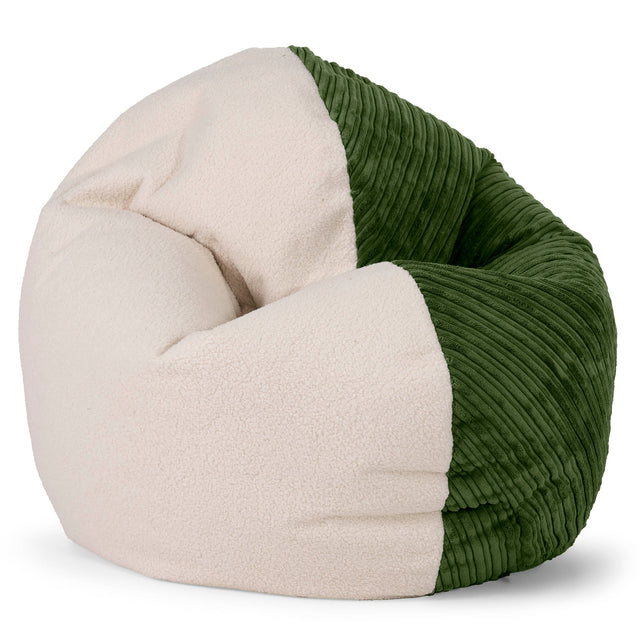 Sedia Pouf Sacco Flexforma Junior per Bambini e Adolescenti 2 a 14 anni - Bouclé & Velluto a Coste Verde Foresta 01