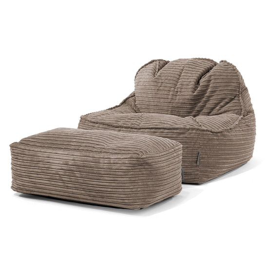 Sedia Pouf Sacco Sloucher 2.0 - Velluto a Coste Grigio Tortora 02