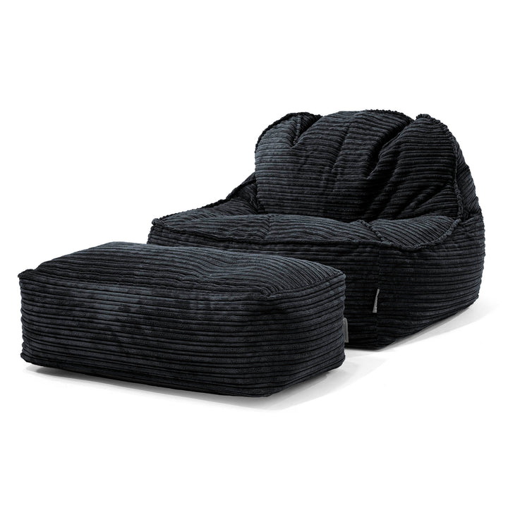 Sedia Pouf Sacco Sloucher 2.0 - Velluto a Coste Nero 02