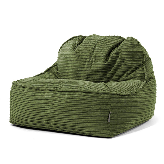 Sedia Pouf Sacco Sloucher 2.0 - Velluto a Coste Verde Foresta 01